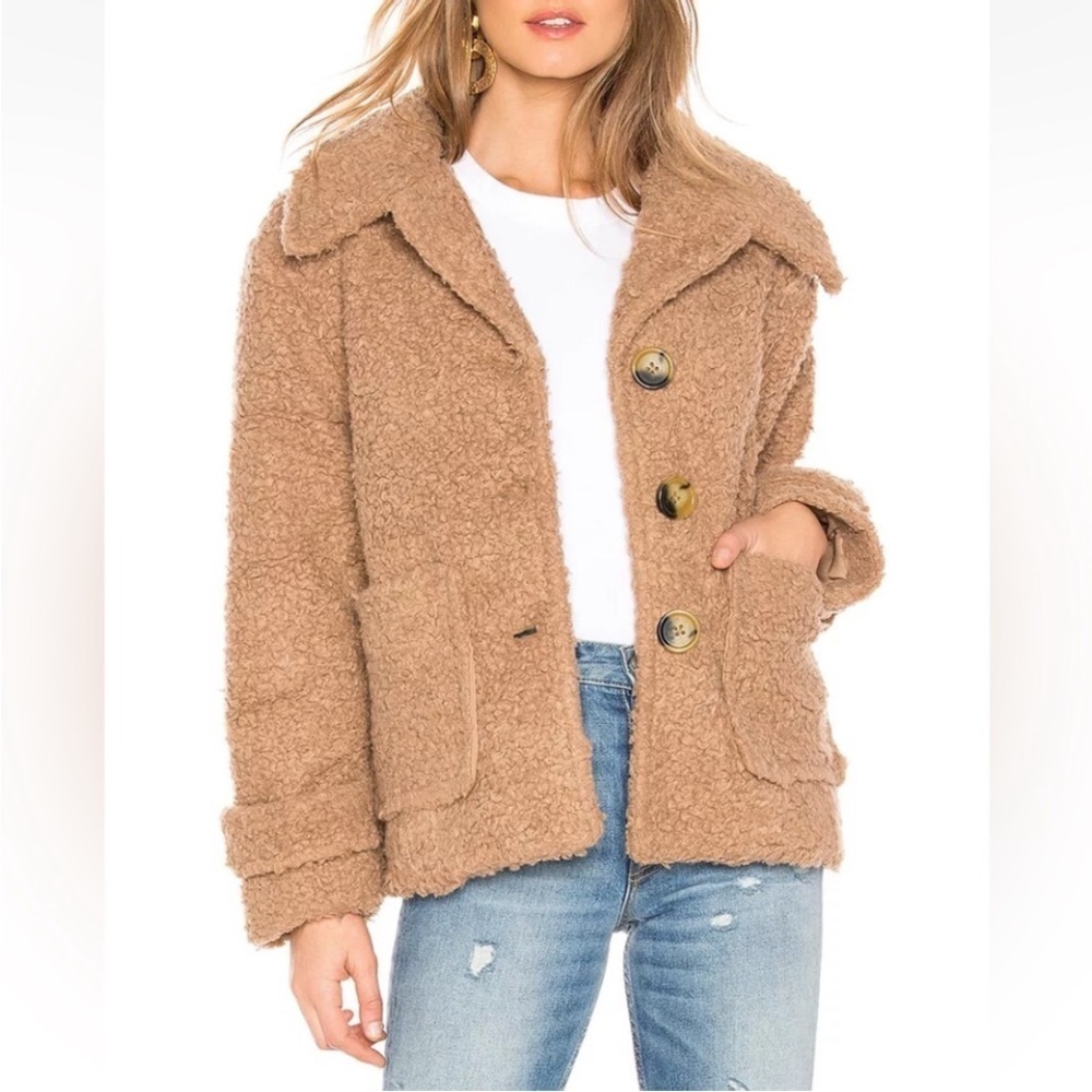FREE PEOPLE jacket So Soft Cozy Peacoat Teddy Coat Oversized Textured Jacket